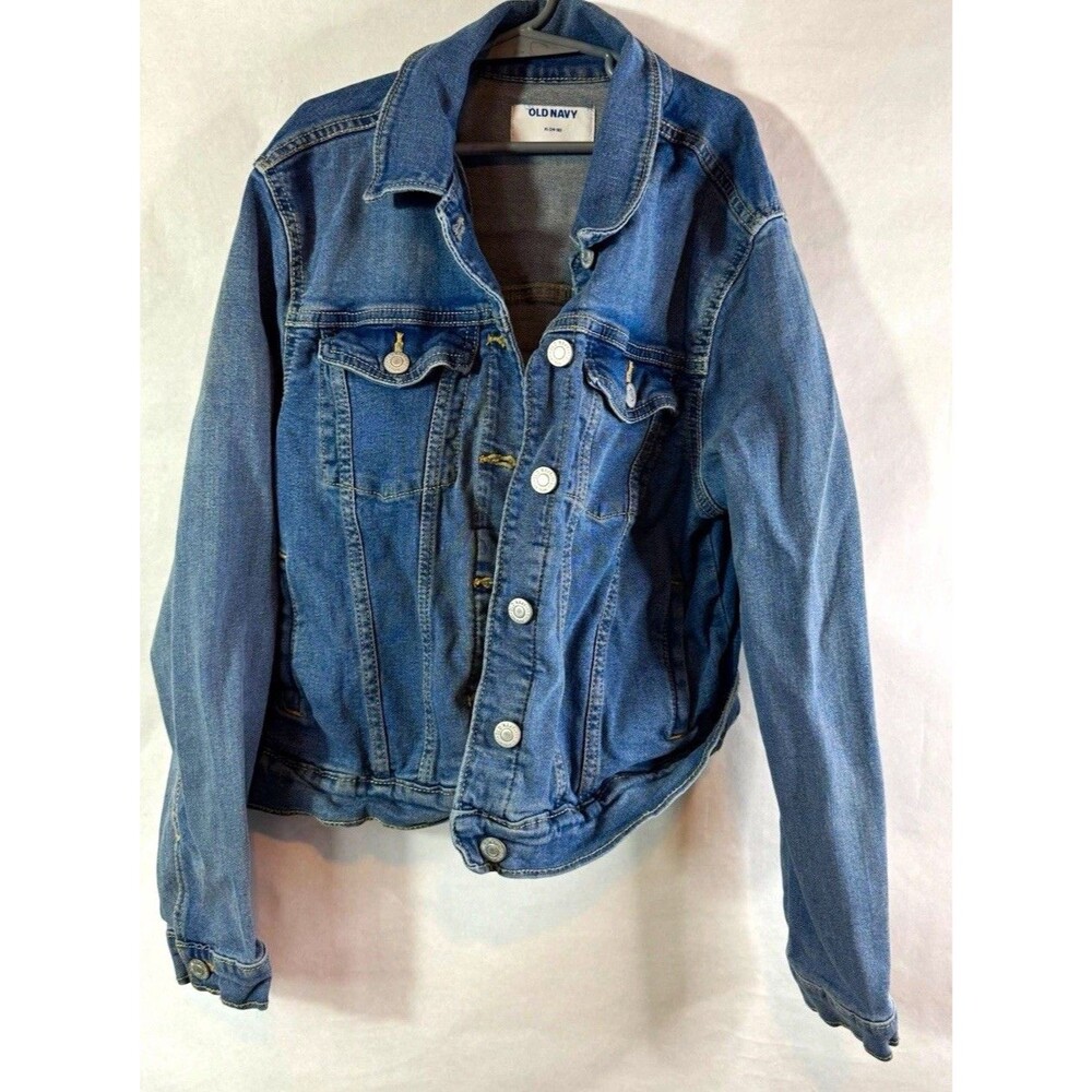 Old Navy Girls Blue Denim Jacket XL Button Front Collared Pockets Long Sleeve